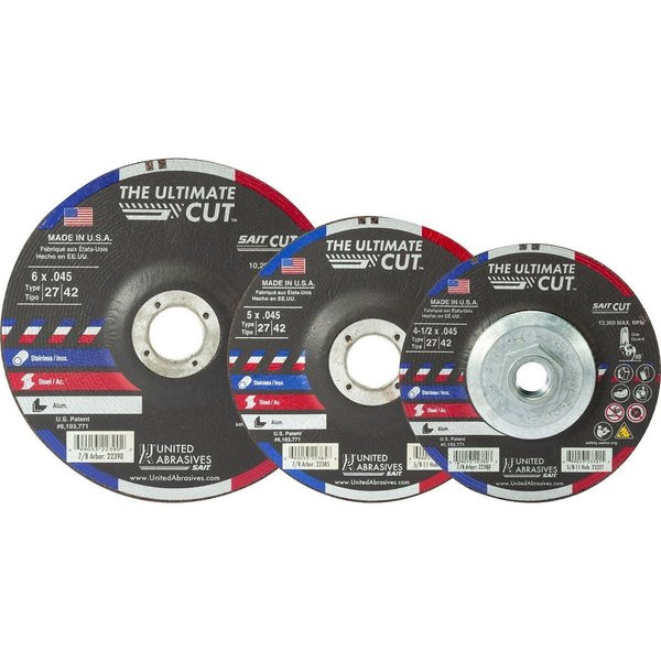 United Abrasives/Sait United Abrasives - Sait Depressed Center Wheel T1 Ultimate Cut 5-1/2"x .045" x 5/8-11" Blended 23308